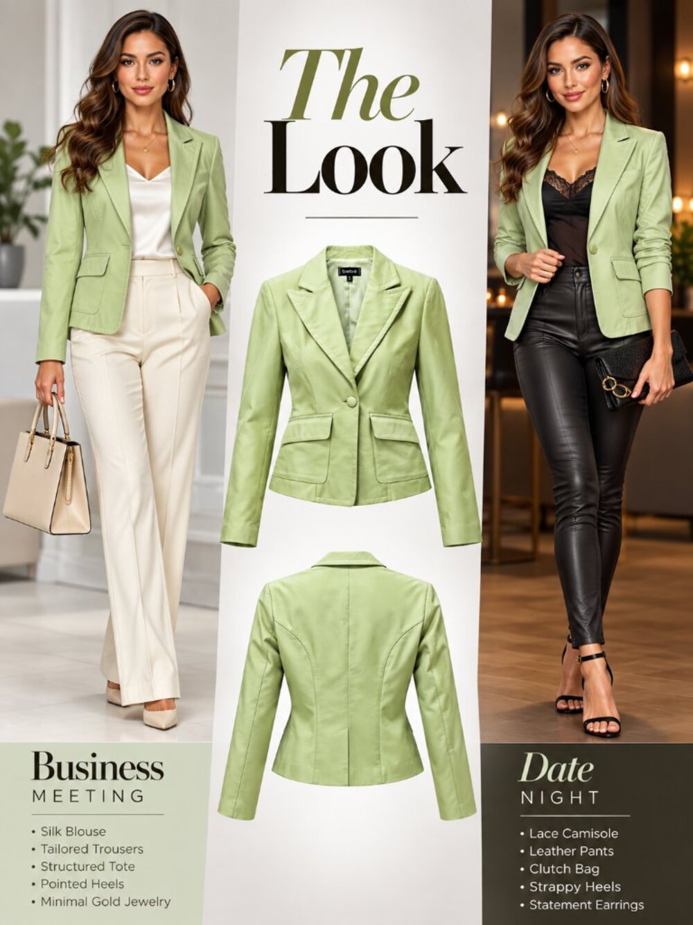 Bebe Women's Leather Jacket Green Tailored Blazer Size S Single Button Closure